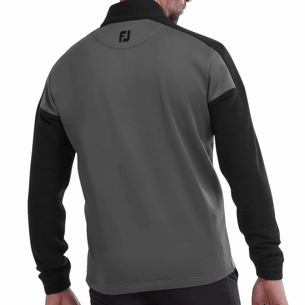FootJoy Ribbed Chill-out Xtreme 1/4 Zip Pullover - Charcoal/Black Cozy Everyday Hooded