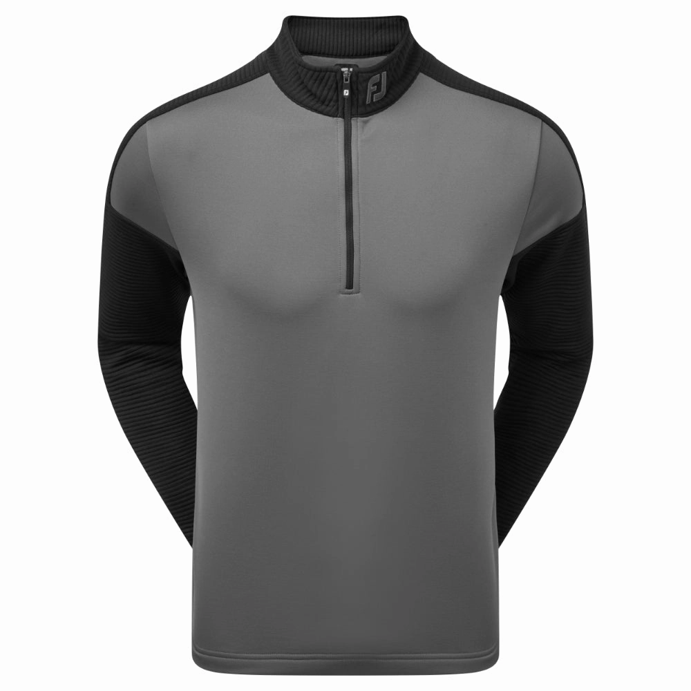 FootJoy Ribbed Chill-out Xtreme 1/4 Zip Pullover - Charcoal/Black Rough texture Half sleeve