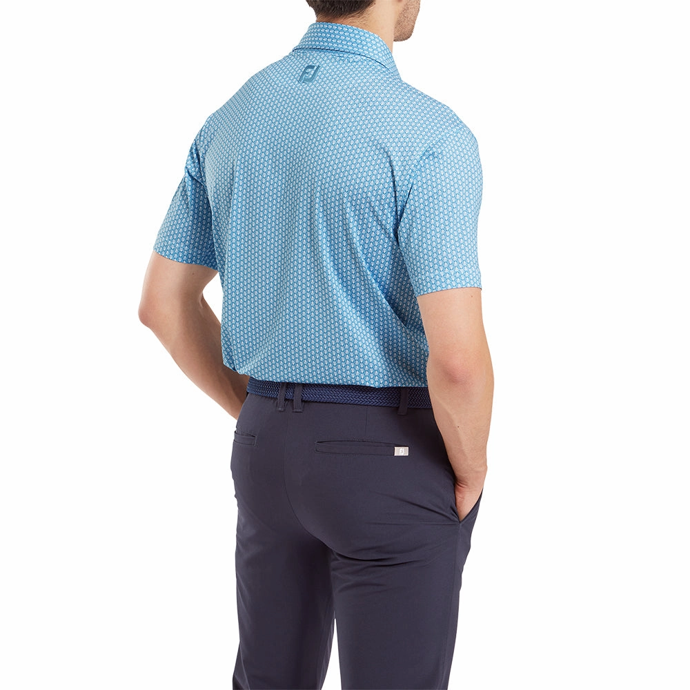 FootJoy Scallop Shell Foulard Polo Shirt - Blue Sky Comfort Wearable QuickDry