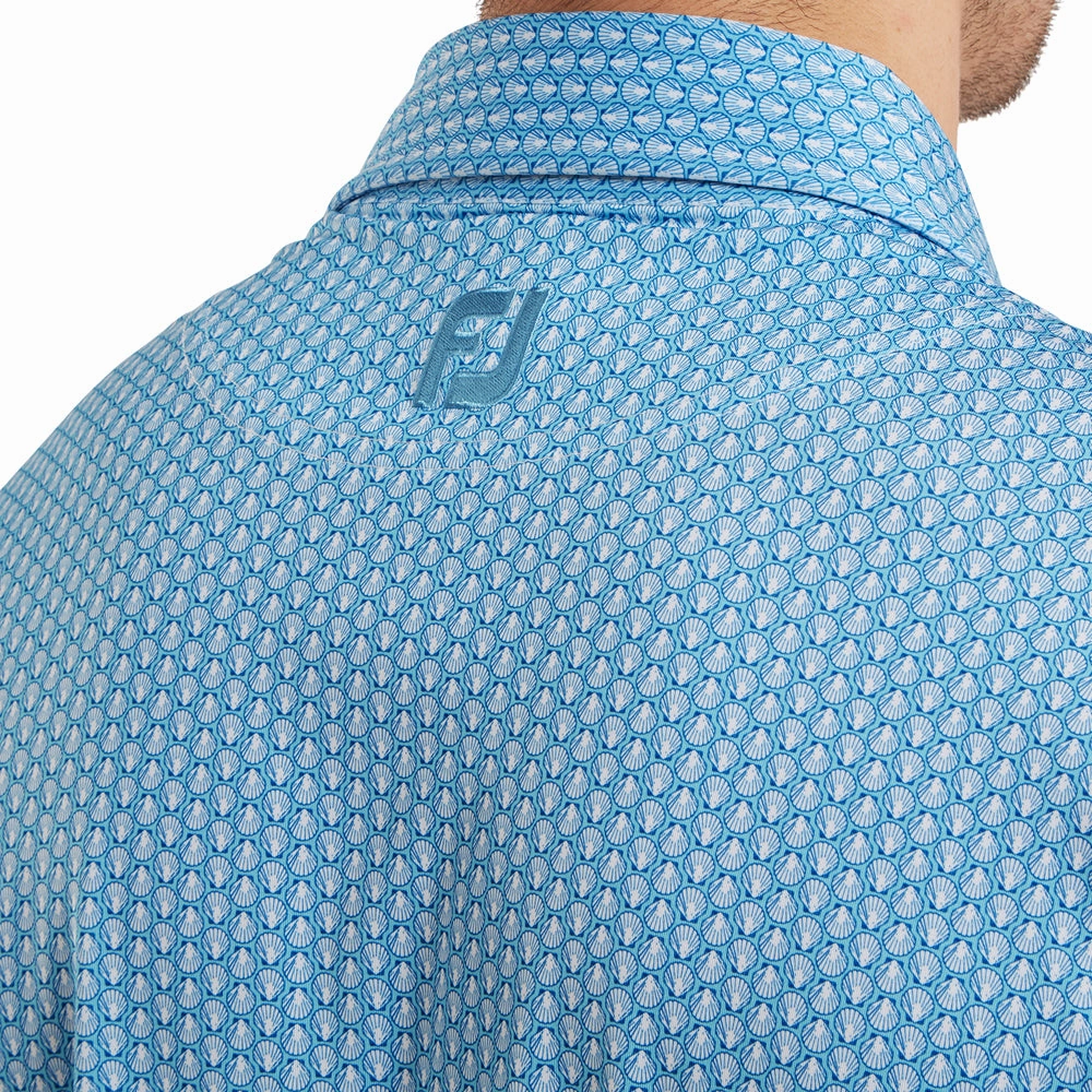 Natural Fiber Blend FootJoy Scallop Shell Foulard Polo Shirt - Blue Sky