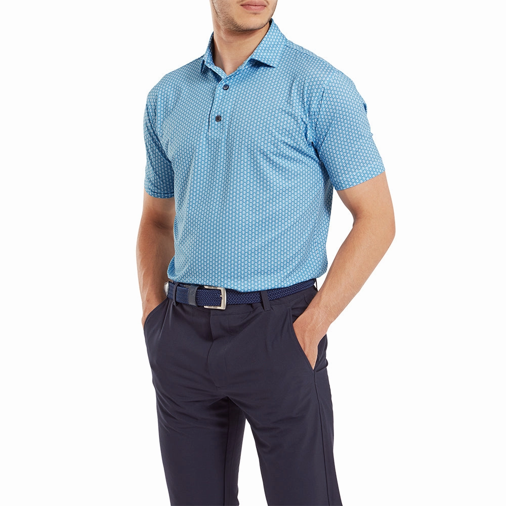 Sporty Top FootJoy Scallop Shell Foulard Polo Shirt - Blue Sky