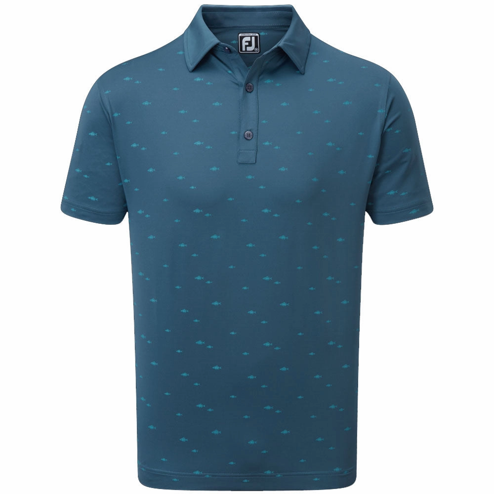 Feminine Touch FootJoy School Fish Print Lisle Polo Shirt - Ink