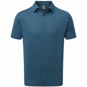 Feminine Touch FootJoy School Fish Print Lisle Polo Shirt - Ink