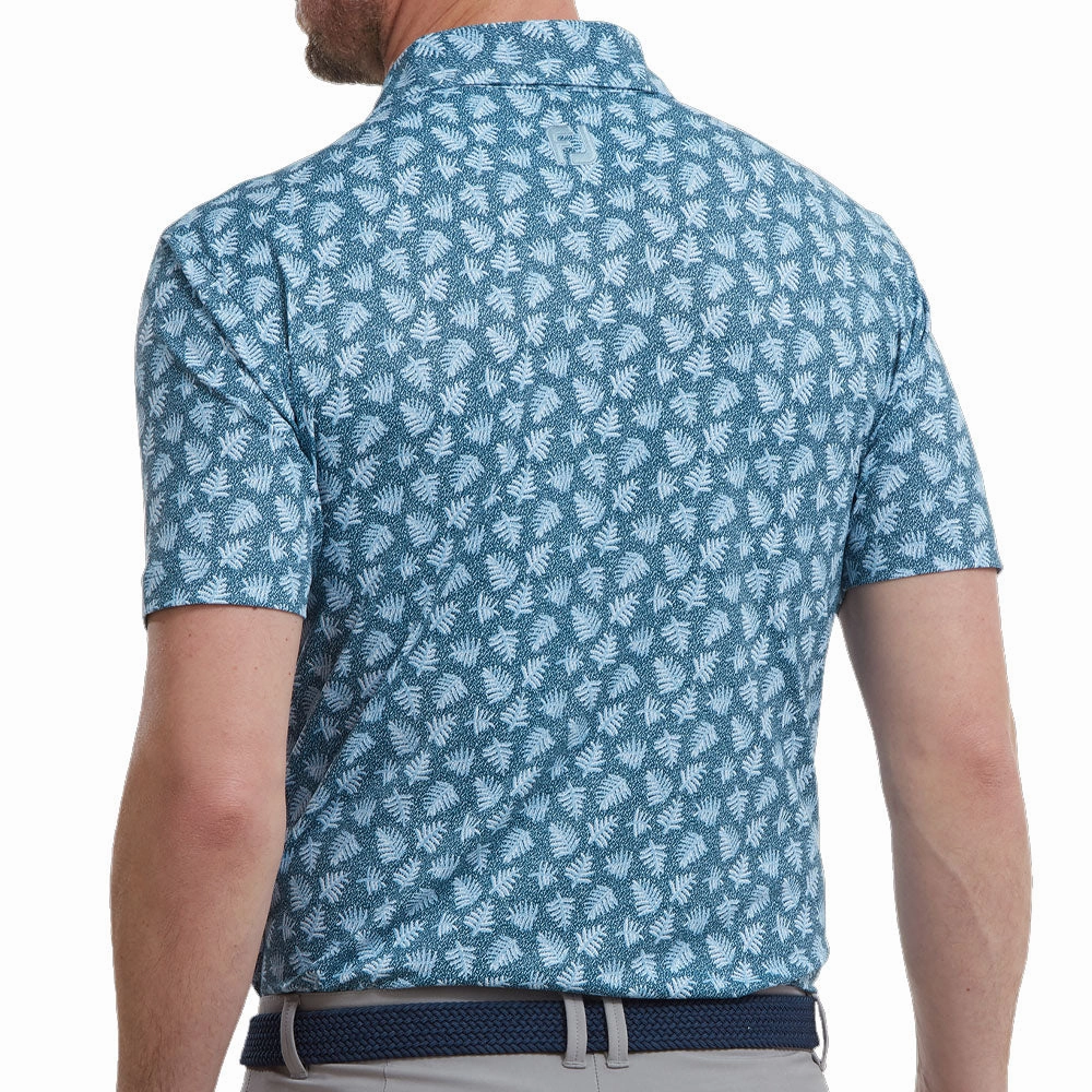 Recommended FootJoy Shadow Palm Print Pique Polo Shirt - Ink/Dusk Blue