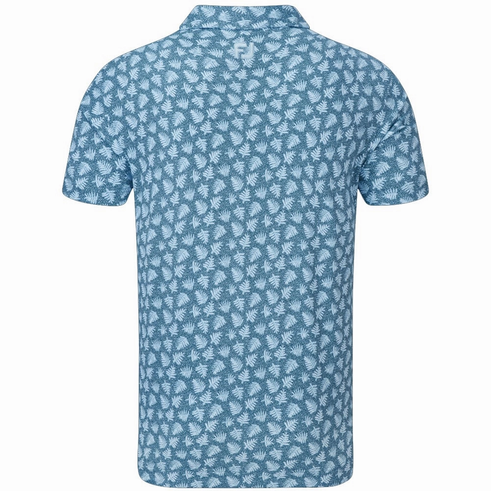 Timeless Fit FootJoy Shadow Palm Print Pique Polo Shirt - Ink/Dusk Blue