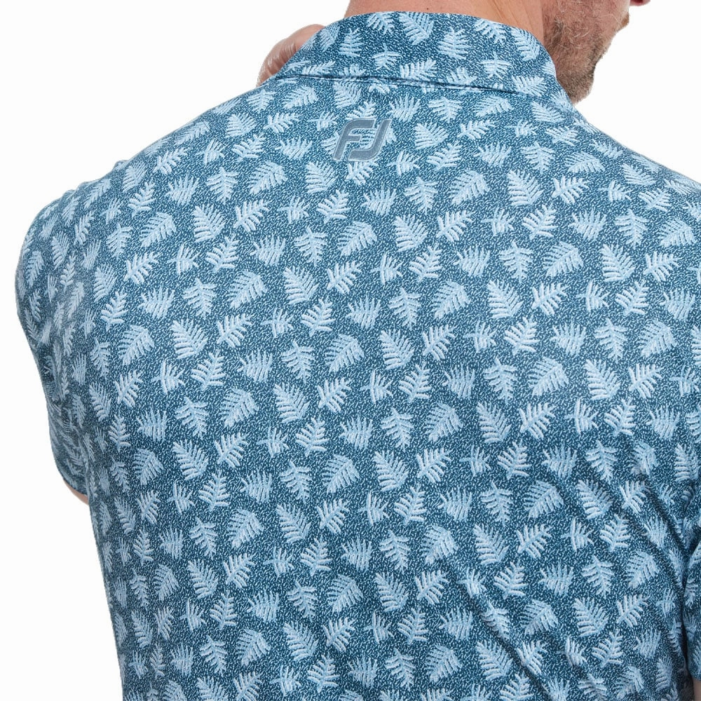 FootJoy Shadow Palm Print Pique Polo Shirt - Ink/Dusk Blue Easter Trendy Vibes Wear
