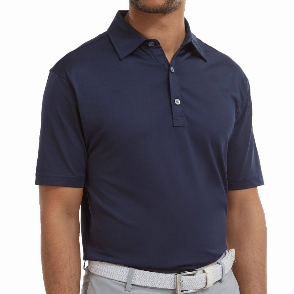 Colorfast Dye FootJoy Slub Yarn Solid Polo Shirt - Navy