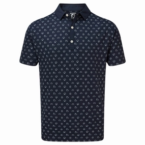 Stretch Jersey Knit Breathable Yarn Composition FootJoy Smooth Pique Weather Print - Navy