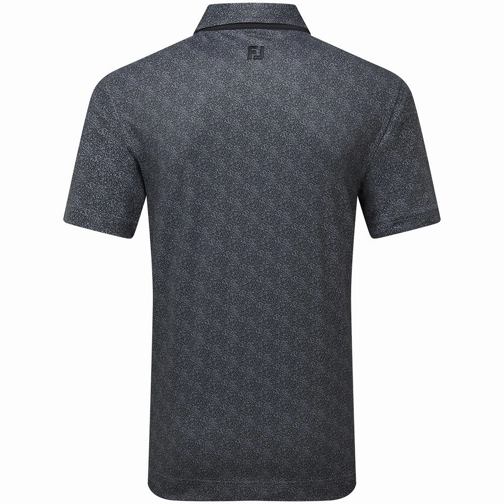 All-Purpose Comfort Contrast Inner Binding FootJoy Speckle Print Pique Polo Shirt - Black/Flint