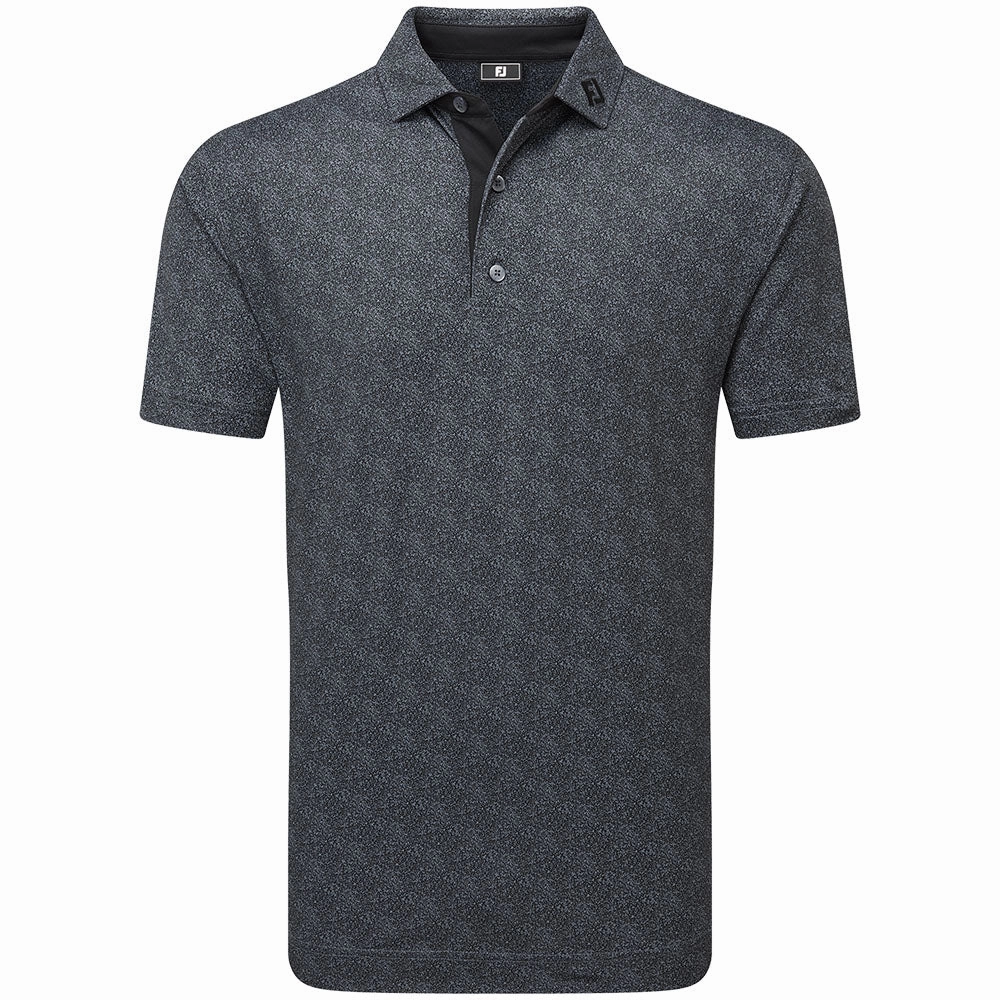 Fashion Forward Comfortable Wear FootJoy Speckle Print Pique Polo Shirt - Black/Flint