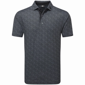 Fashion Forward Comfortable Wear FootJoy Speckle Print Pique Polo Shirt - Black/Flint