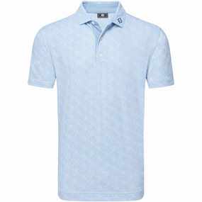 FootJoy Speckle Print Pique Polo Shirt - Blue Jay/White Breathable Yarn Composition