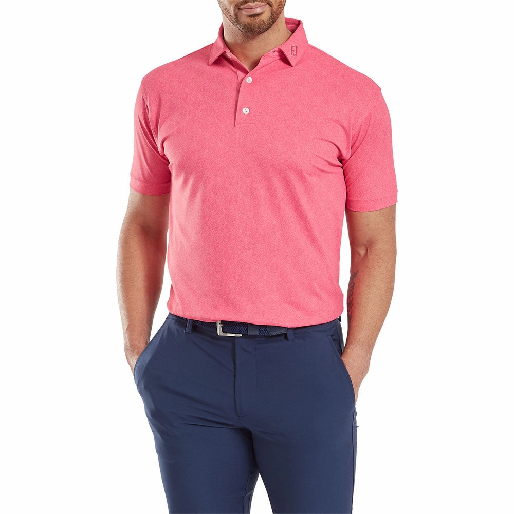 Breathable mesh panel Bold Comfort FootJoy Speckle Print Pique Polo Shirt - Pink Lemonade
