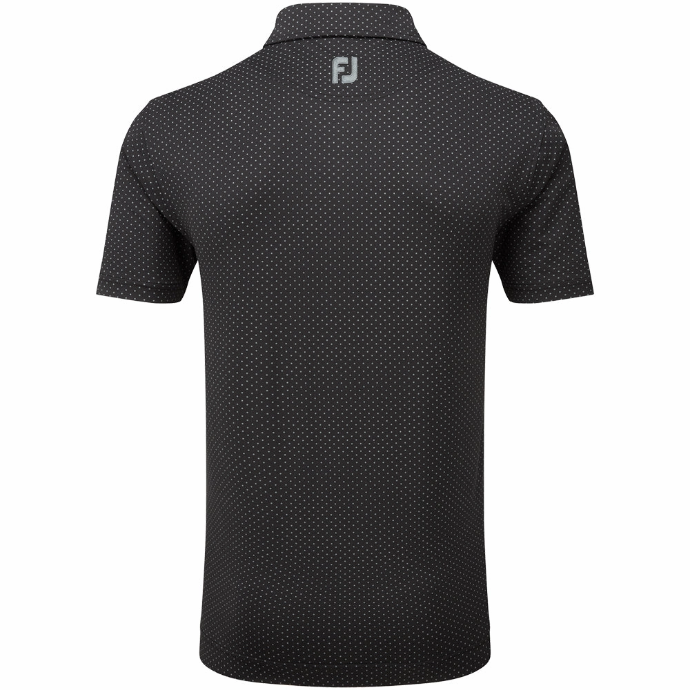FootJoy Stretch Lisle Dot Print Polo Shirt - Black/Grey Casual everyday wear Durable Collar Construction
