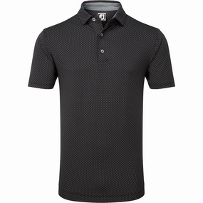 FootJoy Stretch Lisle Dot Print Polo Shirt - Black/Grey OdorResistantTechnology