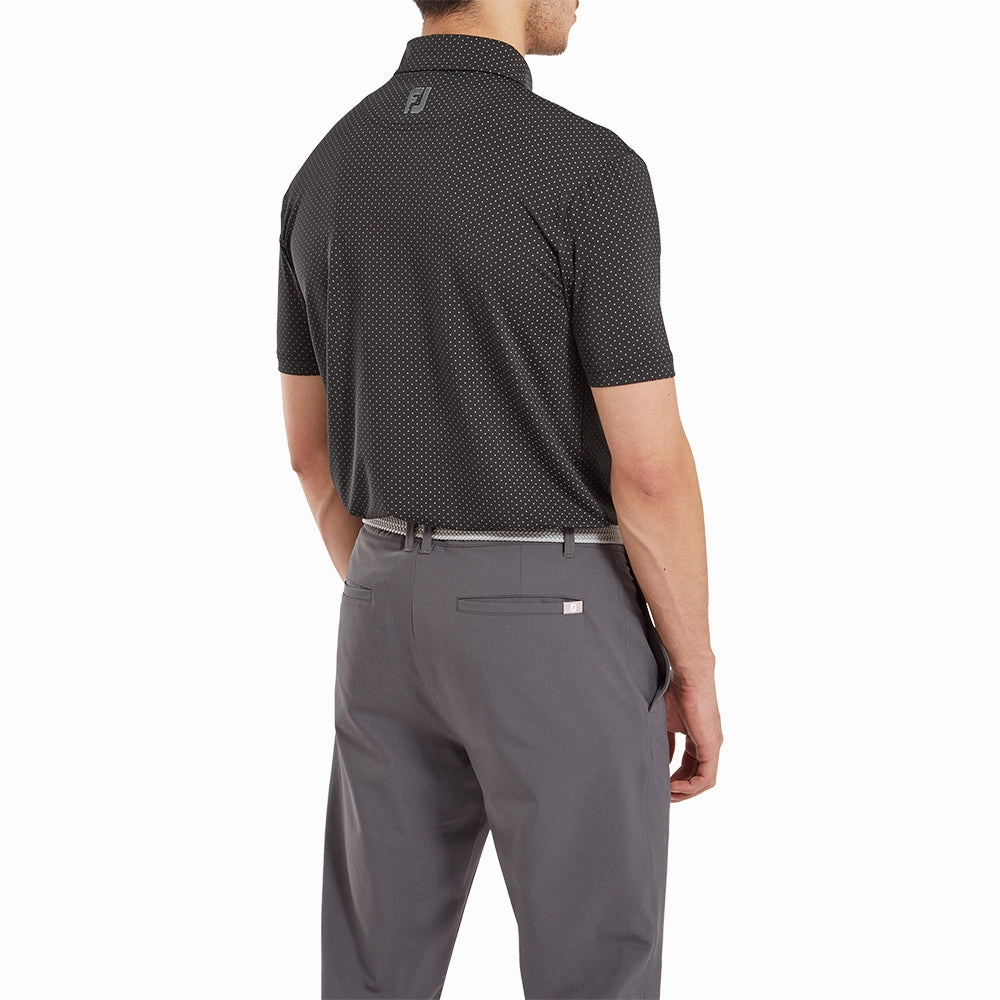 Workout Loose fitting comfort FootJoy Stretch Lisle Dot Print Polo Shirt - Black/Grey
