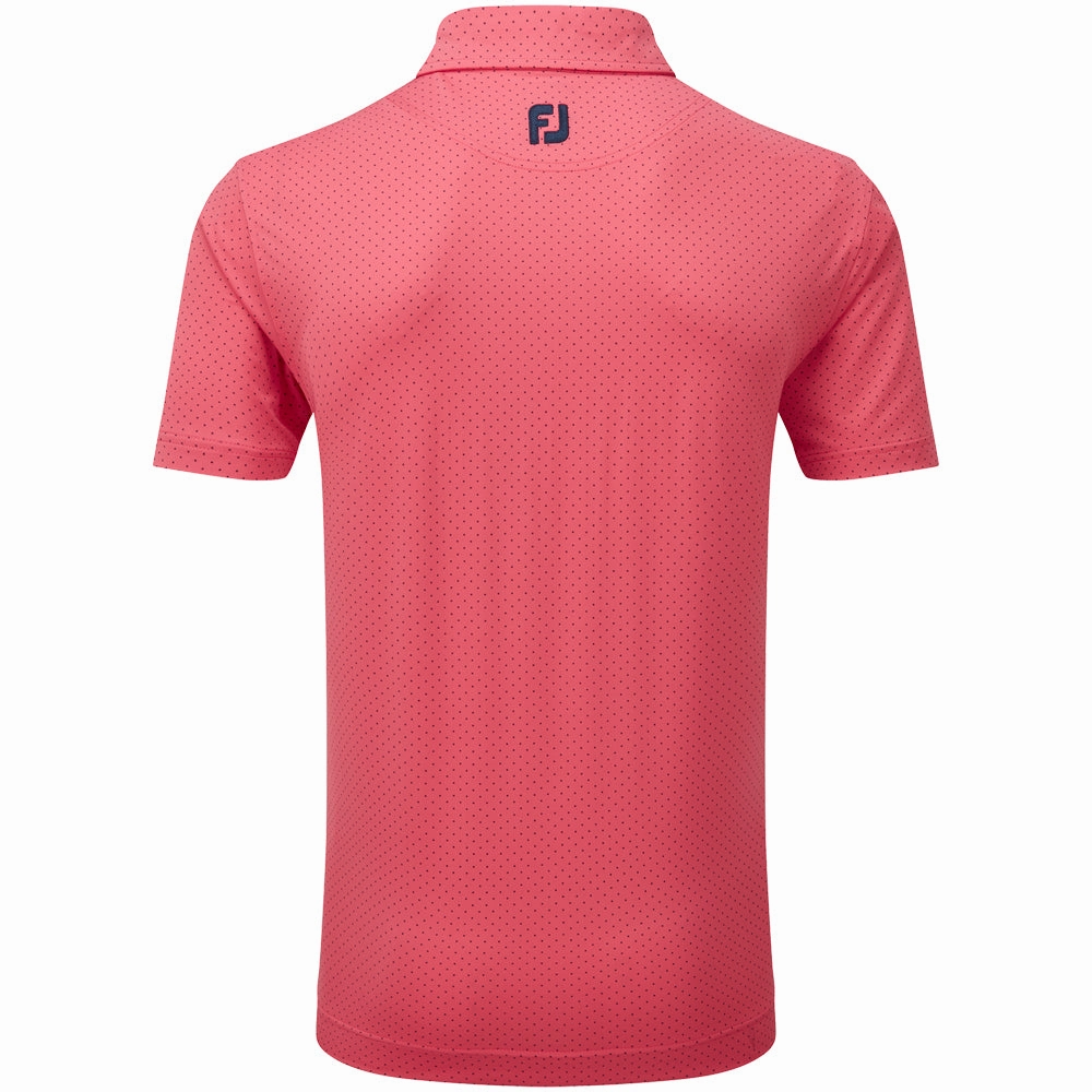 FootJoy Stretch Lisle Dot Print Polo Shirt - Coral Red/Navy informal gathering