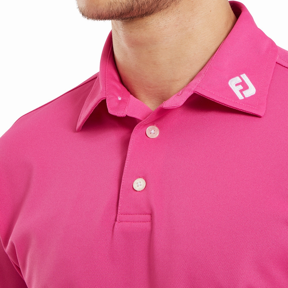 FootJoy Stretch Pique Solid Athletic Polo Shirt - Hot Pink Smooth Finish cotton material