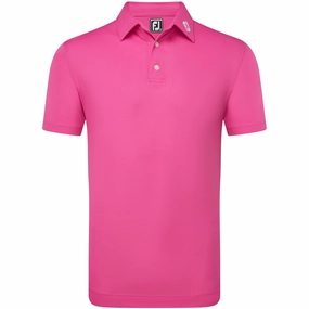 FootJoy Stretch Pique Solid Athletic Polo Shirt - Hot Pink Standard Body Fit