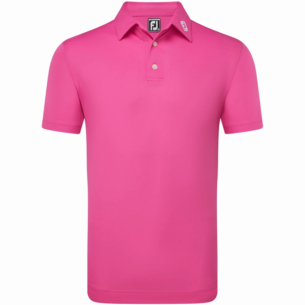 FootJoy Stretch Pique Solid Athletic Polo Shirt - Hot Pink Standard Body Fit