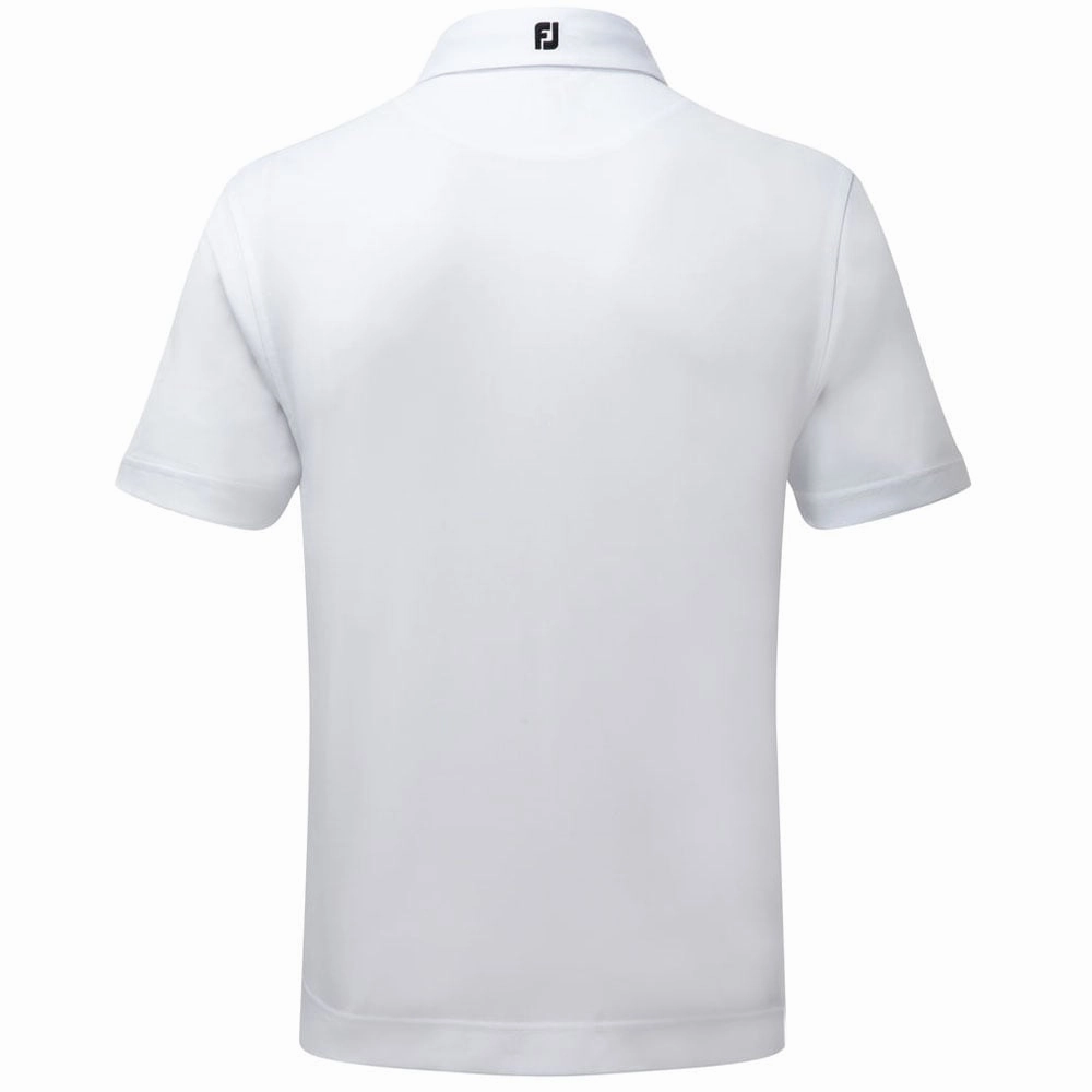 FootJoy Stretch Pique Solid Athletic Polo Shirt - White Heather Jersey Material Tagless Comfort