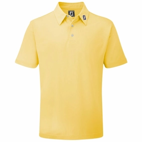 FootJoy Stretch Pique Solid Athletic Polo Shirt - Yellow Minimal Comfort Heathered Texture