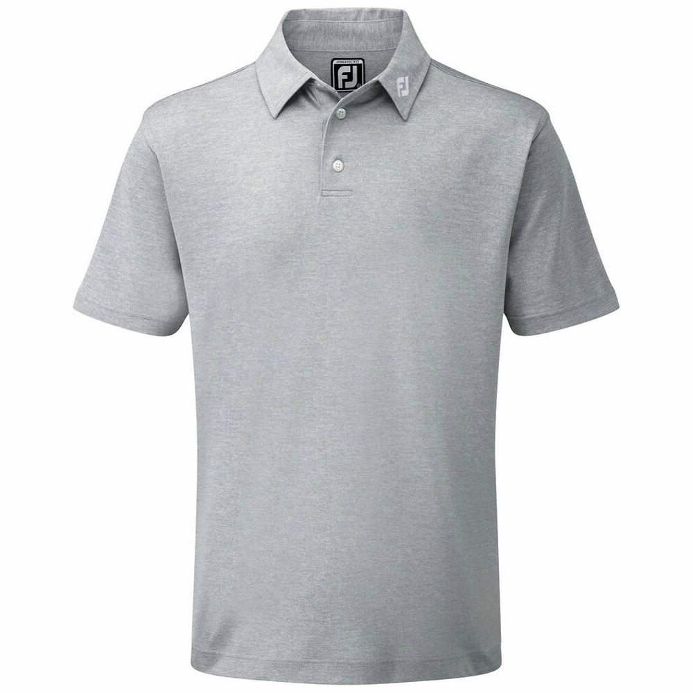Anti Shrinkage Treatment V neck FootJoy Stretch Pique Solid Colour Polo Shirt - Heather Grey
