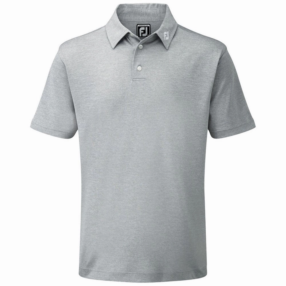 Heather Jersey Material Tubular Knit Structure FootJoy Stretch Pique Solid Colour Polo Shirt - Heather Grey