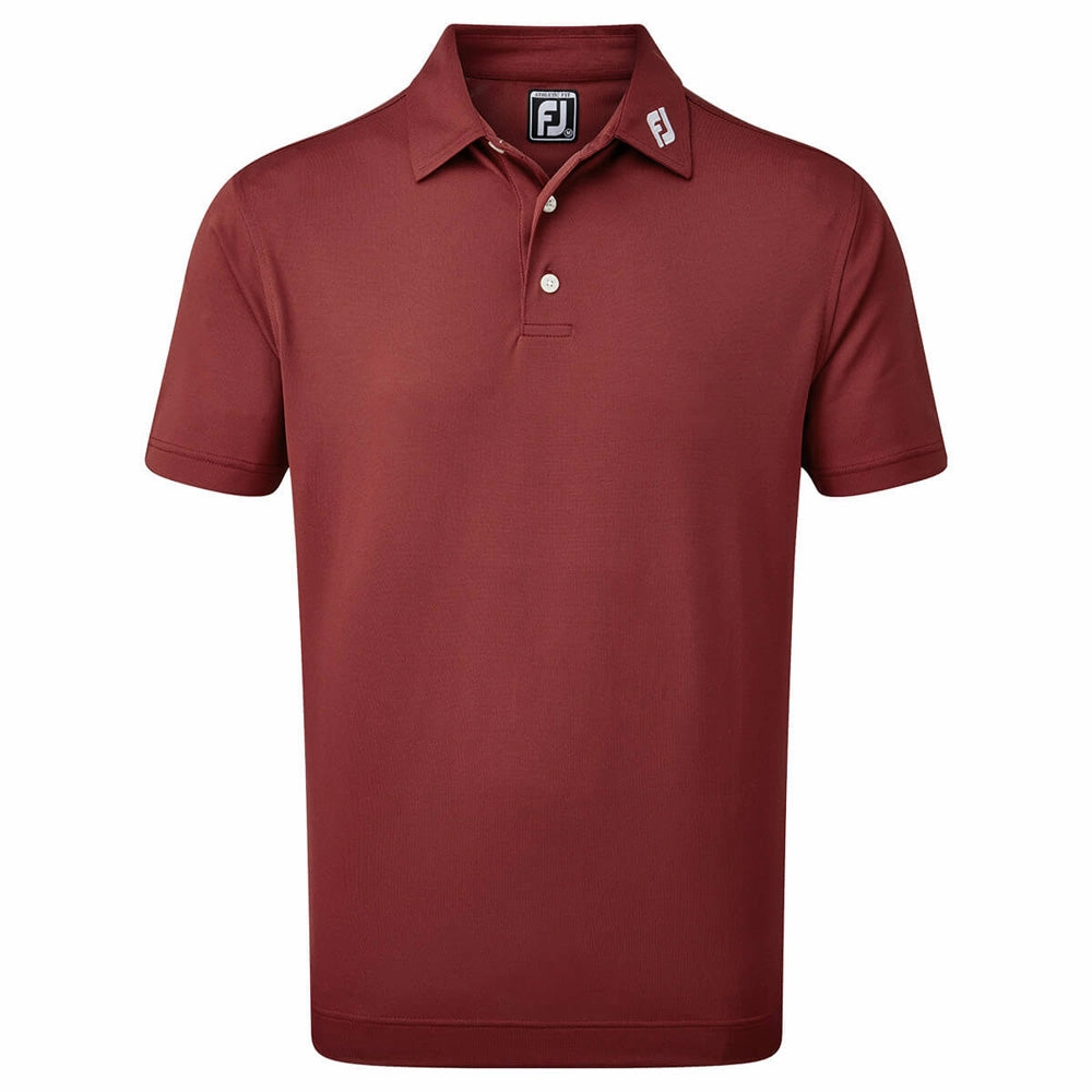 FootJoy Stretch Pique Solid Colour Polo Shirt - Maroon MoistureWickingFabric Friction Free Inner Lining