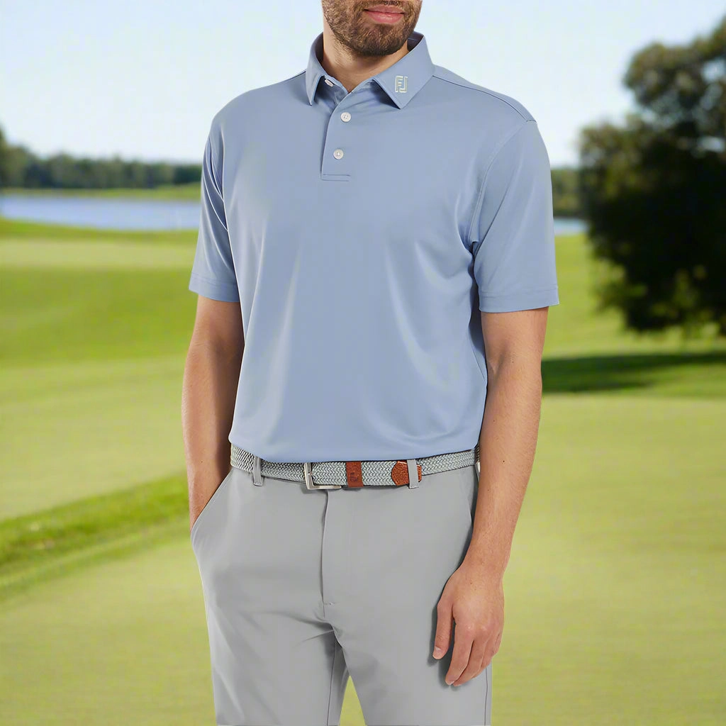 Yarn Dyed Fabric AntiStaticFinish FootJoy Stretch Pique Solid Polo Shirt - Blue Jay