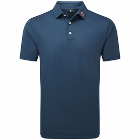 FootJoy Stretch Pique Solid Polo Shirt - Dark Denim Natural Fiber Blend