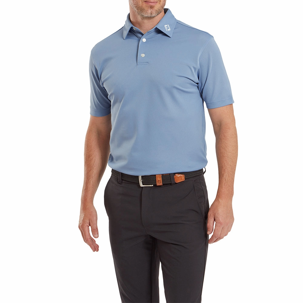 FootJoy Stretch Pique Solid Polo Shirt - Storm Easy Layering Reinforced Hemline