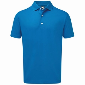 FootJoy Stretch Pique Solid Rib Knit Collar Polo Shirt - Cobalt Low carbon footprint SlimFit