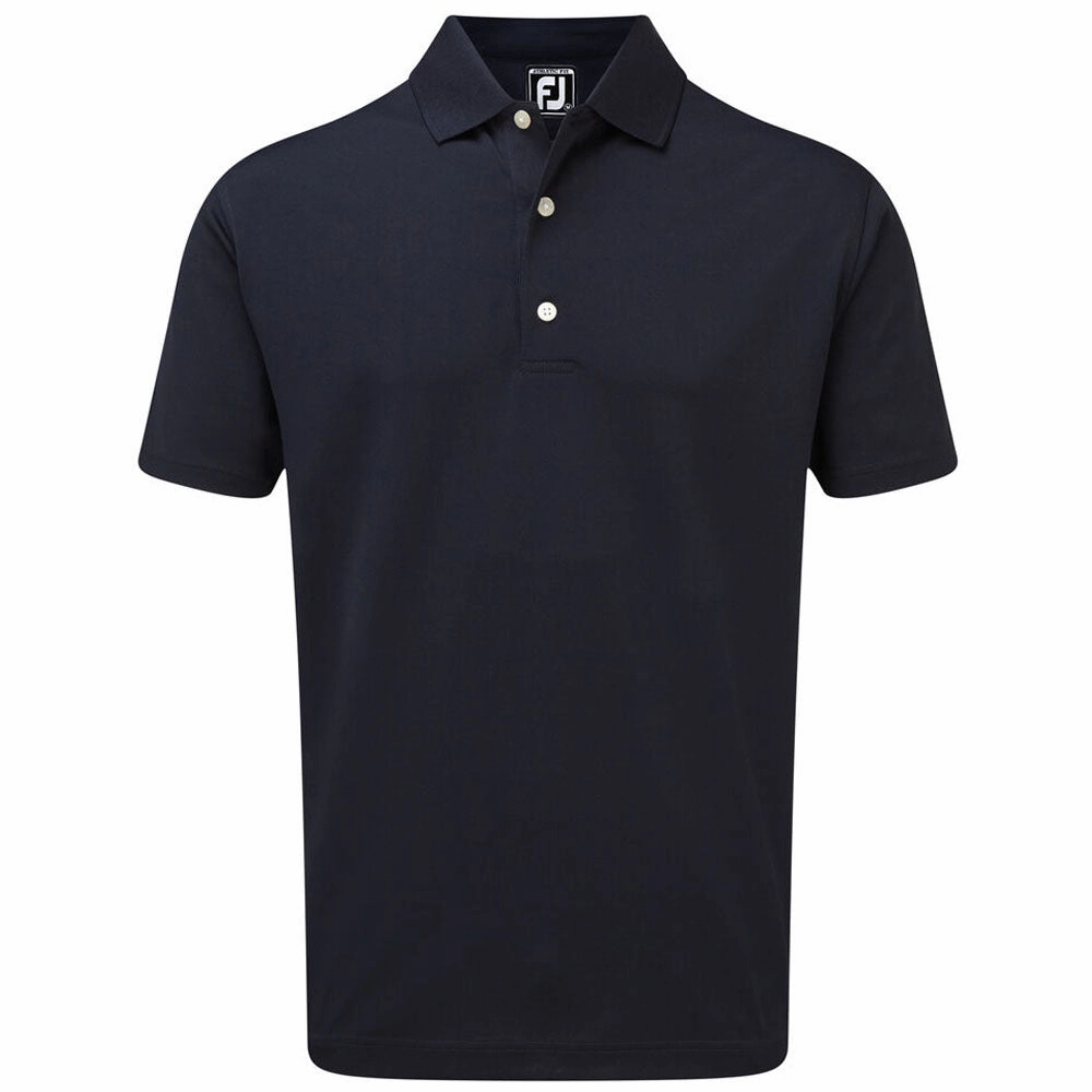 FootJoy Stretch Pique Solid Rib Knit Collar Polo Shirt - Navy DoubleStitched Seams