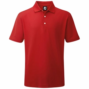 FootJoy Stretch Pique Solid Traditional Polo Shirt - Red Distressed Hem Finish Stylish Comfort