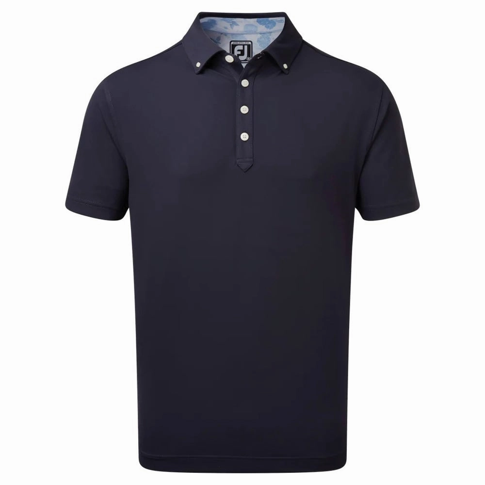 Outdoor Comfort Style Solid Color FootJoy Stretch Pique with Vintage Floral Trim - Navy