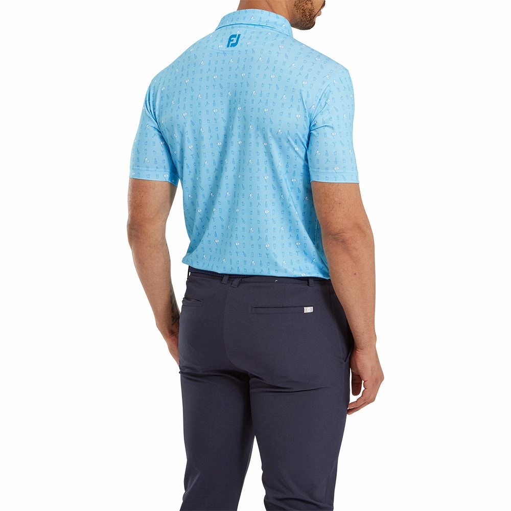 FootJoy The 19th Hole Lisle Polo Shirt - Blue Sky Animal print wildness Light Outfit