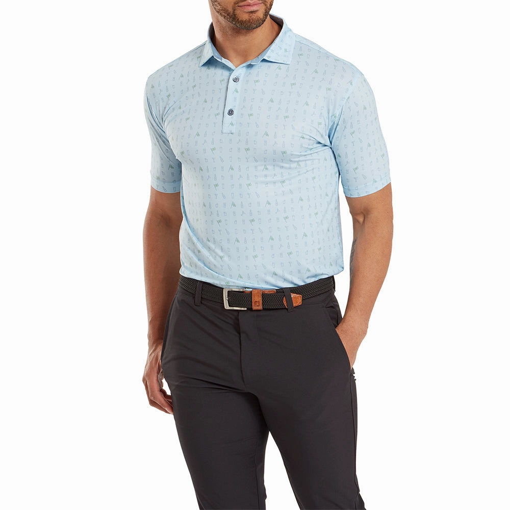Zip Up FootJoy The 19th Hole Lisle Polo Shirt - Mist