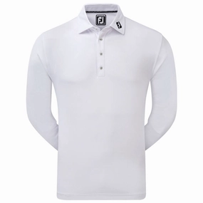 FootJoy Thermolite Long Sleeve Smooth Pique Polo Shirt - White spring fashion Timeless Layering