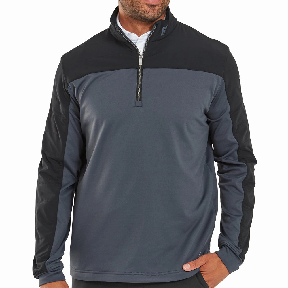 FootJoy Thermoseries Hybrid Midlayer - Black/Charcoal Classic Sporty Satin