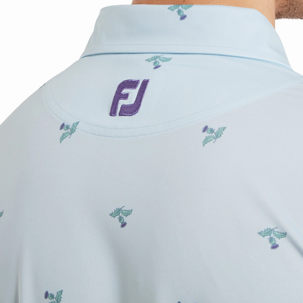 Soft Wear Perfect Layering FootJoy Thistle Print Lisle Polo Shirt - Mist