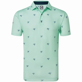 FootJoy Thistle Print Lisle Polo Shirt - Sea Glass Fit For Movement Travel Fashion