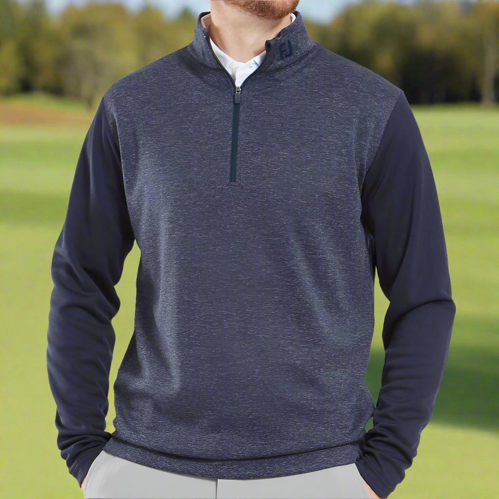 FootJoy Tonal Heather Chill-Out Pullover - Navy Minimalist Wear Modern Bold