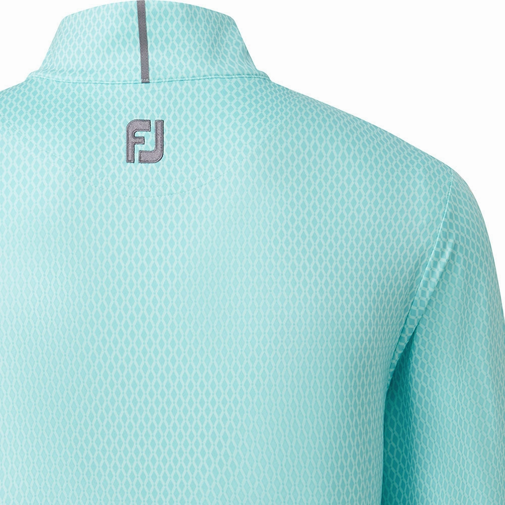 FootJoy Tonal Print Knit Chill-Out 1/2 Zip Pullover - Aqua Surf Lightweight Comfort