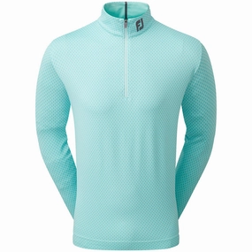 FootJoy Tonal Print Knit Chill-Out 1/2 Zip Pullover - Aqua Surf pearl accents Odor Resistant