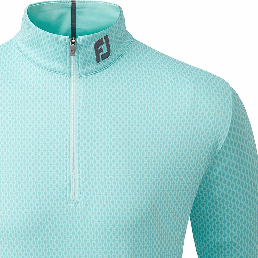 Poplin Outdoor Comfort FootJoy Tonal Print Knit Chill-Out 1/2 Zip Pullover - Aqua Surf