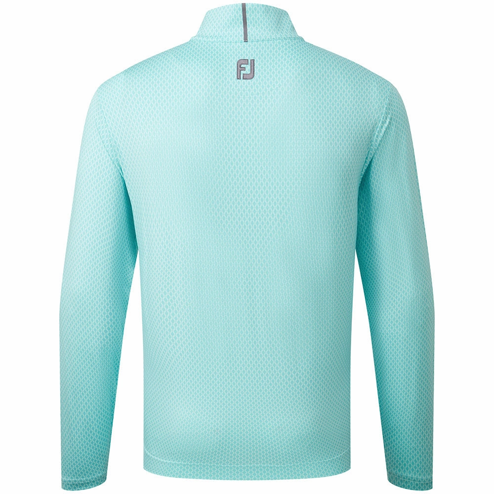 Urban Wear Drawstring FootJoy Tonal Print Knit Chill-Out 1/2 Zip Pullover - Aqua Surf