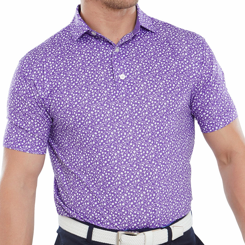 FootJoy Tossed Tulips Polo Shirt - Violet/White Street Casual Lightweight Material