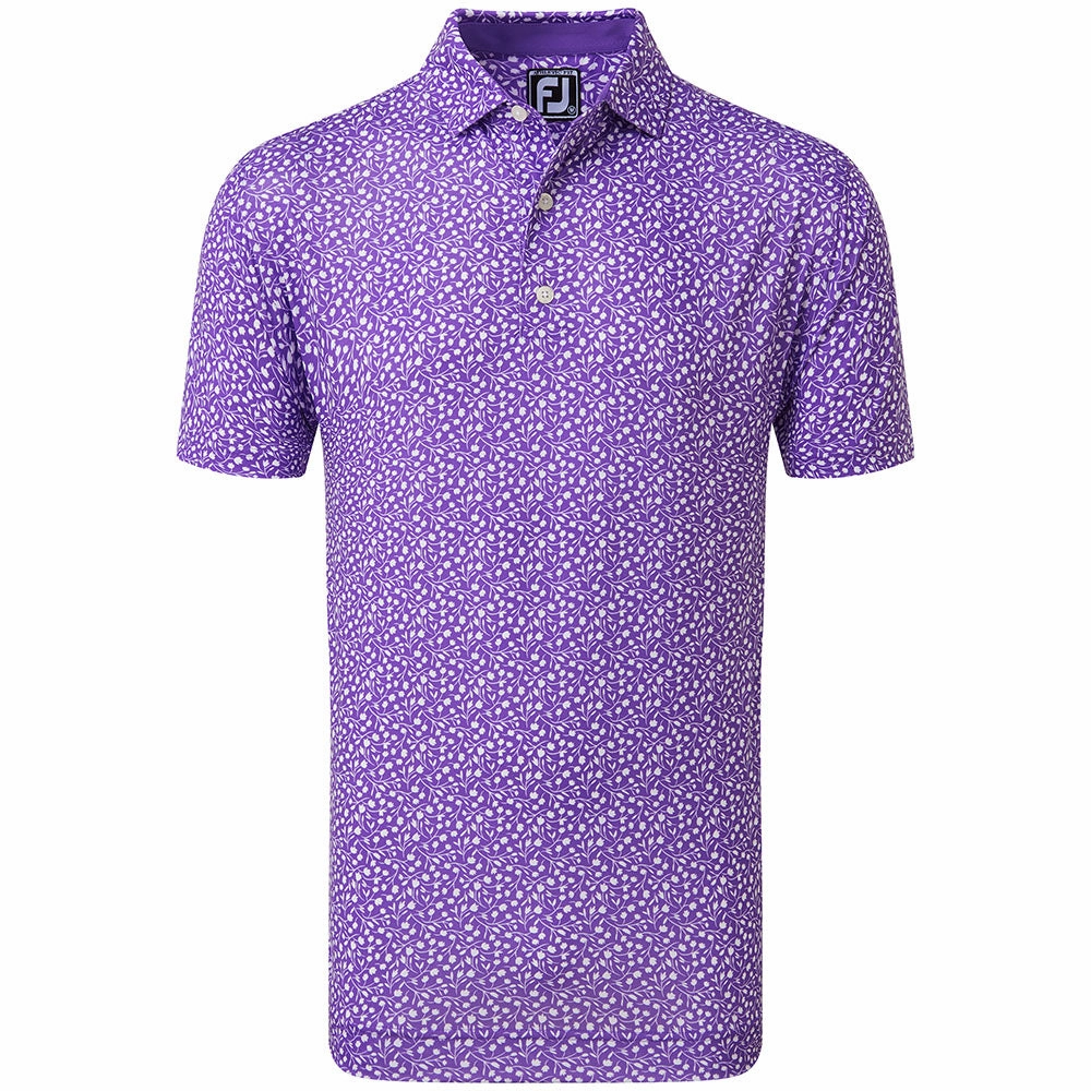 FootJoy Tossed Tulips Polo Shirt - Violet/White Outdoor Look