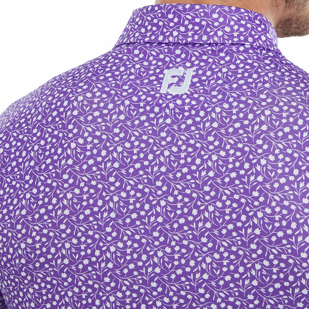 FootJoy Tossed Tulips Polo Shirt - Violet/White Ergonomic Cut Comfortable Casual